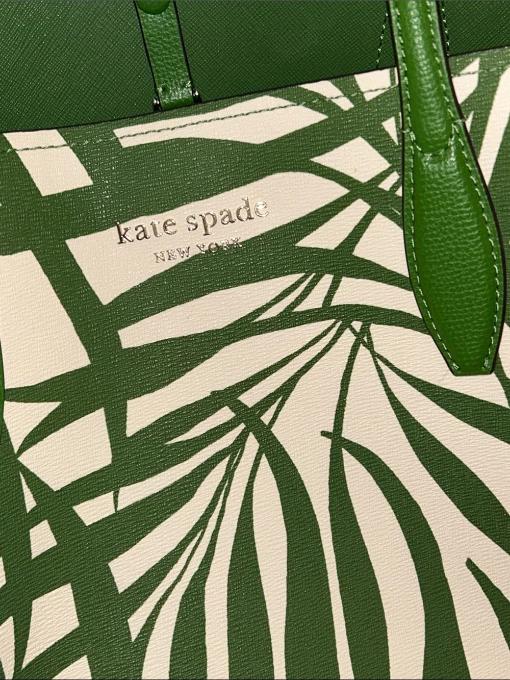 Kate Spade Palm Fronds SET Large Tote, Wedge Slides sz 7, & Apple Watch Band EUC